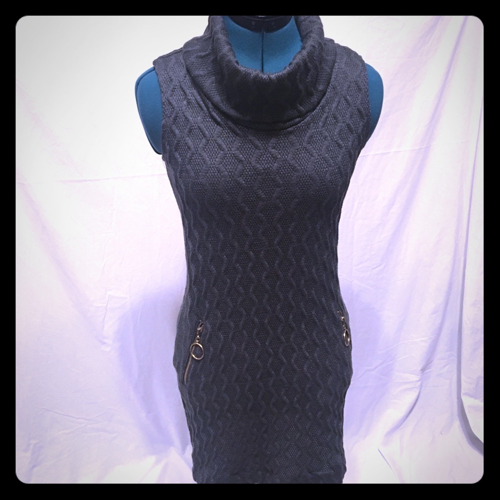 Rhapsody Sleeveless Cowl Neck Sweater Dress Small